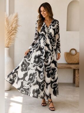 long sleeve wrap around maxi dress Brigitte Brianna Wrap Maxi Dress Lilac / S at SexyModest